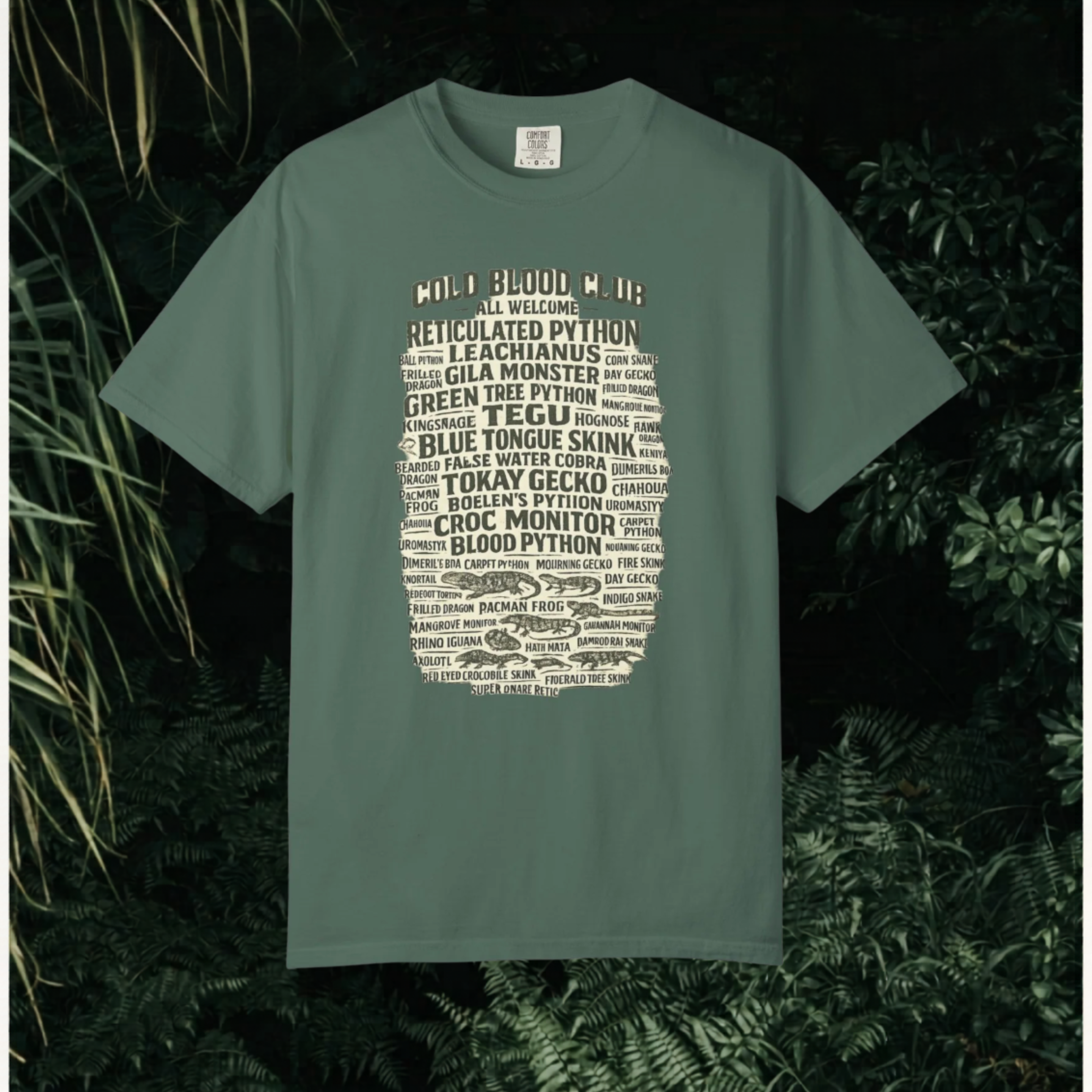 Reptile Species Word Cloud T-Shirt