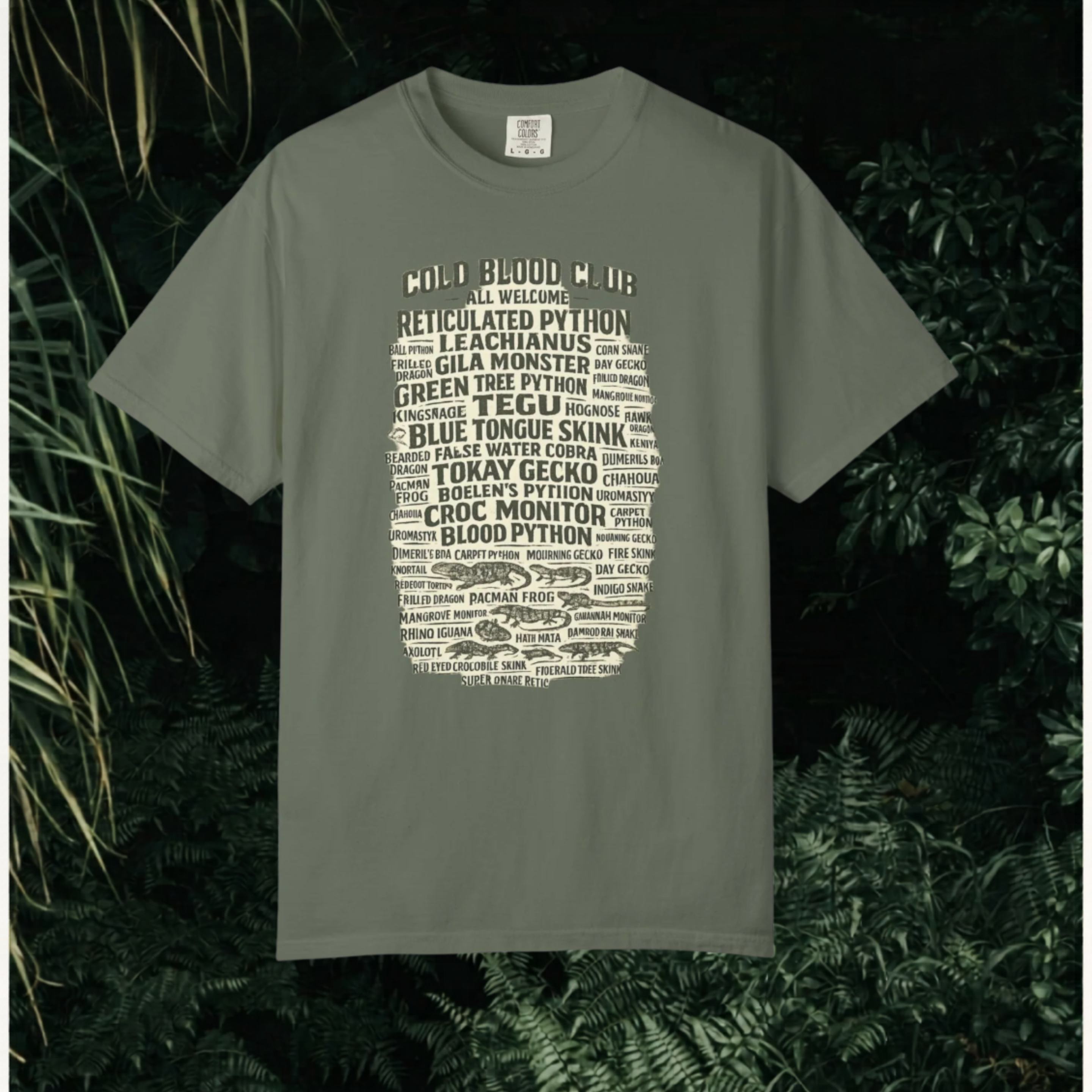 Reptile Species Word Cloud T-Shirt