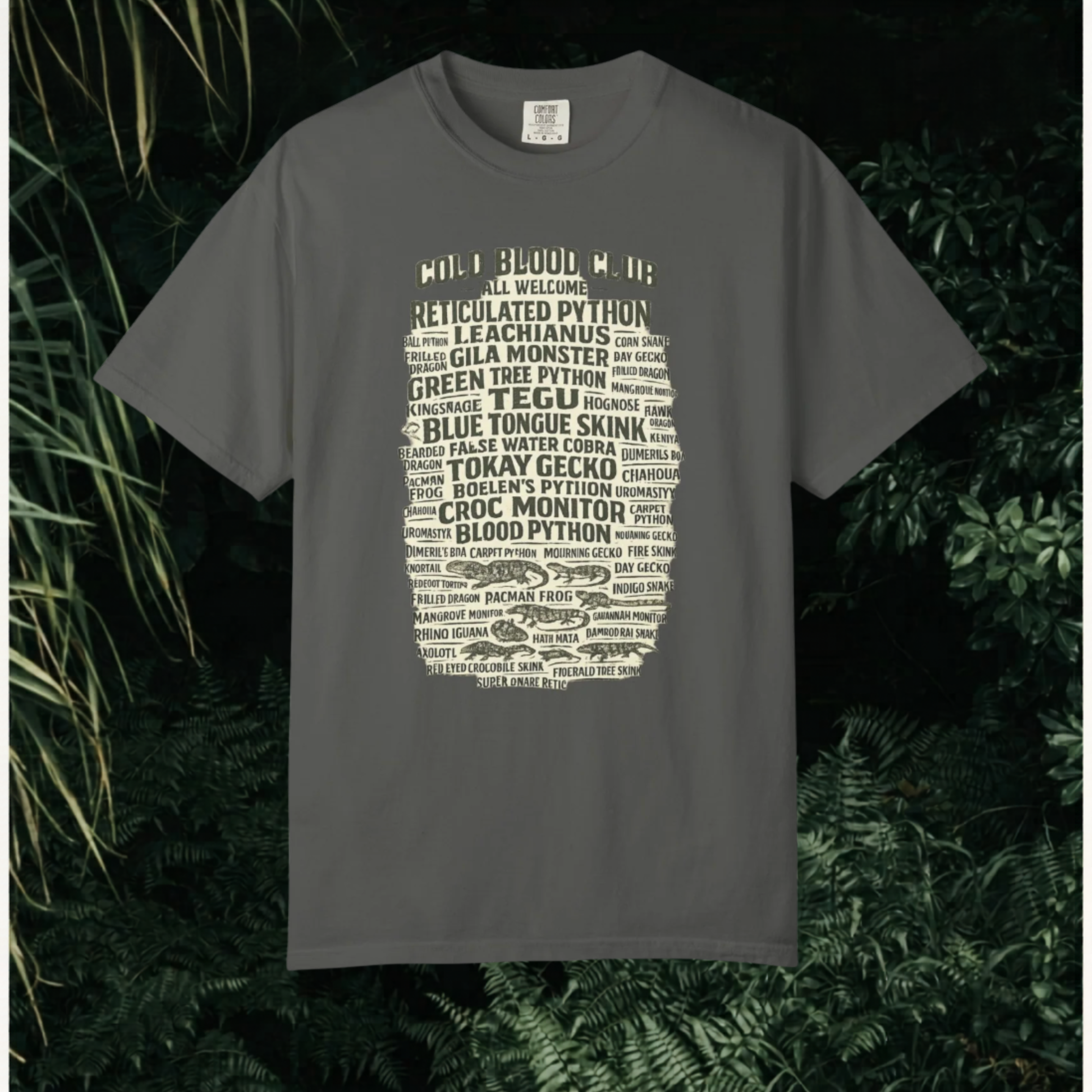 Reptile Species Word Cloud T-Shirt